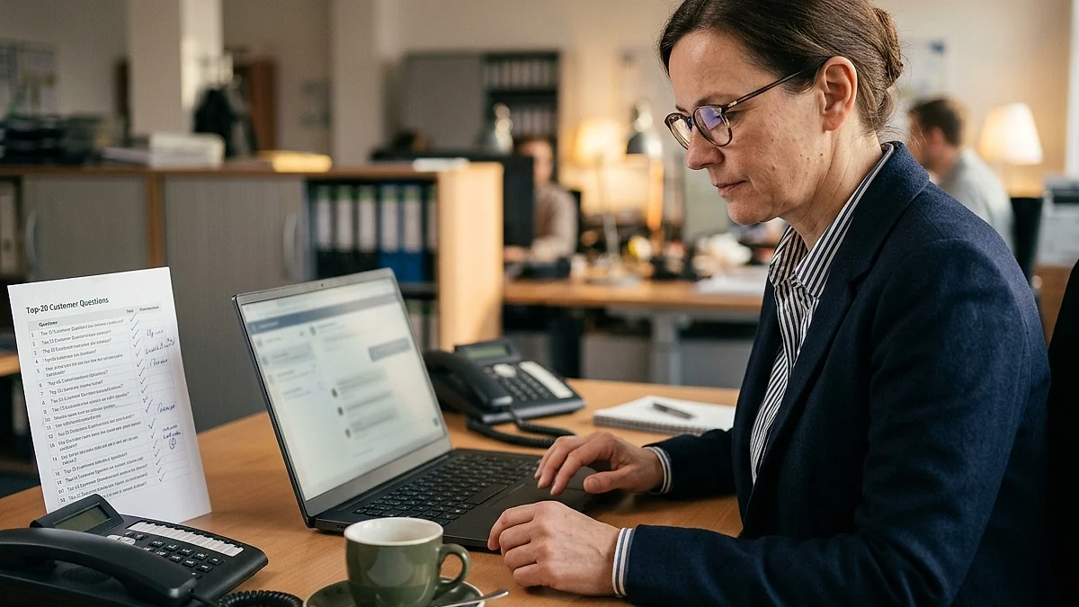 KI-Chatbot im Kundenservice auf einem Laptop-Bildschirm